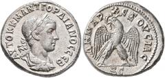 Roman Provincial SYRIA, Seleucis and Pieria. Antioch. Gordian III, 238-244. Tetradrachm (Billon, 25 mm, 11.42 g, 11 h), 238-240. ΑΥΤΟΚ Κ Μ ΑΝΤ ΓΟΡΔΙΑΝΟC CЄΒ Laureate, draped and cuirassed bust of Gord