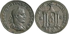 Roman Provincial SYRIA, Seleucis and Pieria. Antioch. Trebonianus Gallus, 251-253. Tetrassarion (Orichalcum, 30 mm, 17.16 g, 12 h), 251. AYTOK K Γ OYIB TPЄB ΓAΛΛOC CЄB Laureate, draped and cuirassed b