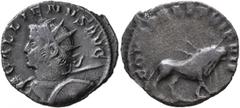 Roman Imperial Gallienus, 253-268. Antoninianus (Billon, 21 mm, 2.42 g, 12 h), Mediolanum, 260-261. GALLIENVS AVG Radiate and cuirassed bust of Gallienus to left, wearing balteus, holding spear in his