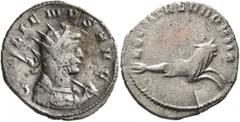 Roman Imperial Gallienus, 253-268. Antoninianus (Billon, 22 mm, 2.49 g, 6 h), Mediolanum, 261. GALLIENVS AVG Radiate and cuirassed bust of Gallienus to right, holding spear over left shoulder. Rev. LE