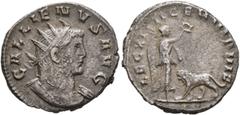 Roman Imperial Gallienus, 253-268. Antoninianus (Billon, 20 mm, 3.00 g, 11 h), Mediolanum, 260-261. GALLIENVS AVG Radiate and cuirassed bust of Gallienus to right. Rev. LEG XIII GEM VI P VI F Victory 