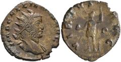 Roman Imperial Gallienus, 253-268. Antoninianus (Bronze, 20 mm, 2.85 g, 6 h), Rome, 260-261. IMP GALLIENVS AVG Radiate bust of Gallienus to right, with slight drapery over his shoulders. Rev. VIRTVS A