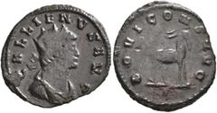 Roman Imperial Gallienus, 253-268. Antoninianus (Bronze, 22 mm, 2.79 g, 5 h), Rome, 267-268. GALLIENVS AVG Radiate, draped and cuirassed bust of Gallienus to right. Rev. IOVI CONS AVG / ζ Goat standin