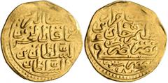 Early Medieval & Islamic ISLAMIC, Ottoman Empire. Murad III, AH 982-1003 / AD 1574-1595. Dinar (Gold, 20 mm, 3.48 g, 10 h), Misr, AH 982 = AD 1574. Pere 274. Sultan 9642. Light areas of weakness, othe