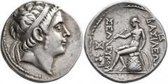 Greek SELEUKID KINGS OF SYRIA. Seleukos III Soter (Keraunos), 225-222 BC. Tetradrachm (Silver, 30 mm, 16.78 g, 10 h), Ekbatana. Diademed head of Seleukos III to right. Rev. ΒΑΣΙΛΕΩΣ - ΣΕΛΕΥΚΟΥ Apollo 