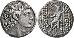 Greek SELEUKID KINGS OF SYRIA. Antiochos XIII Philadelphos (Asiatikos), second reign, 65/4 BC (?). Tetradrachm (Silver, 25 mm, 15.22 g, 12 h), Antiochia on the Orontes. Diademed head of Antiochos XIII