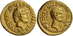 Roman Republican & Imperatorial Mark Antony and Octavian. Aureus (Gold, 20 mm, 8.10 g, 1 h), M. Barbatius Pollio, quaestor pro praetore. Ephesus (?), spring-early summer 41 BC. M•ANT•I MP •AV G•III•VI