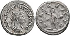 Roman Imperial Quietus, usurper, 260-261. Antoninianus (Billon, 21 mm, 4.27 g, 6 h), Samosata. IMP C FVL QVIETVS P F AVG Radiate, draped and cuirassed bust of Quietus to right, seen from behind. Rev. 