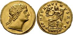 Roman Imperial Constantine I, 307/310-337. Solidus (Gold, 20 mm, 4.44 g, 12 h), Thessalonica, late 324. Diademed head of Constantine I to right, with eyes raised to heaven. Rev. CONSTANTINVS AVG / SMT