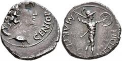 Civil War 68-69 AD Forces of Galba in Spain. Anonymous, 3 April-2nd half of June 68. Denarius (Silver, 17 mm, 3.12 g, 5 h), uncertain mint in Spain. Group II. GENIO•P•R Youthful head of the Genius of 