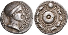 Civil War 68-69 AD Forces of Galba in Spain. Anonymous, 3 April-2nd half of June 68. Denarius (Silver, 18 mm, 3.62 g, 4 h), uncertain mint in Spain. Group V. LIBERTAS RESTITVTA Draped bust of Libertas