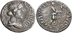 Civil War 68-69 AD Forces of Galba in Spain. Anonymous, 3 April-2nd half of June 68. Denarius (Silver, 17 mm, 3.55 g, 5 h), uncertain mint in Spain. Group IX. BONI EVENT Diademed and draped bust of Bo