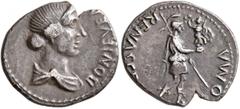 Civil War 68-69 AD Forces of Galba in Spain. Anonymous, 3 April-2nd half of June 68. Denarius (Silver, 18 mm, 3.39 g, 6 h), uncertain mint in Spain. Group IX. BONI EVEN[T] Diademed and draped bust of 