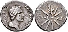 Civil War 68-69 AD Forces of Galba in Spain. In the name of Augustus, 27 BC-AD 14. Denarius (Silver, 17 mm, 3.25 g, 6 h), uncertain mint in Spain. Group A.II, 3 April-2nd half of June 68. CAESAR AVGVS