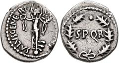 Civil War 68-69 AD Rhine Legions. Anonymous, circa May/June-December 68. Denarius (Silver, 18 mm, 3.38 g, 12 h), uncertain mint in Gaul or in the Rhine Valley. 'S P Q R Group'. SALVS GENERIS HVMANI Vi
