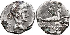 Civil War 68-69 AD Rhine Legions. In the name of Augustus, 27 BC-AD 14. Denarius (Subaeratus, 17 mm, 2.22 g, 5 h), uncertain mint in Gaul or in the Rhine Valley. Group A.IX, circa May/June-December 68