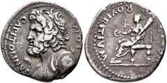 Civil War 68-69 AD Forces of Vitellius in Gaul and in the Rhine Valley. Anonymous. Denarius (Silver, 18 mm, 3.36 g, 8 h), Lugdunum. 'Jupiter-Vesta Group', 2 January-19 April 69. I•O•M CAPITOLINVS Diad