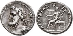 Civil War 68-69 AD Forces of Vitellius in Gaul and in the Rhine Valley. Anonymous, 2 January-19 April 69. Denarius (Silver, 17 mm, 3.62 g, 10 h), Lugdunum. 'Jupiter-Vesta Group'. I O M CAPIT[OLINVS] D