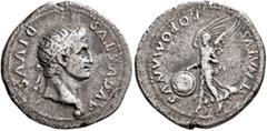 Civil War 68-69 AD Forces of Vitellius in Spain. In the name of Divus Augustus, died AD 14, 2 January-19 April 69. Denarius (Silver, 19 mm, 3.40 g, 6 h), uncertain mint in Spain (Tarraco?). DIVVS AVGV