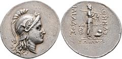 Greek TROAS. Ilion. Circa 188-133 BC. Tetradrachm (Silver, 36 mm, 17.07 g, 1 h), Kleon, son of Zoilos, 'magistrate'. Head of Athena Ilias to right, wearing laureate and triple-crested Attic helmet. Re
