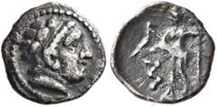 The Martin Huth Collection ARABIA, Eastern. Gerrha/Thaj (?). Seleukid portrait series with vertical Shin, circa 205/4-150 BCE. Hemiobol (Silver, 9 mm, 0.36 g, 12 h), imitating Antiochos III (222-187 B