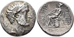 The Martin Huth Collection ARABIA, Eastern. Gerrha/Thaj (?). Series in the name of Antiochos III, circa 205/4-187 BCE. Tetradrachm (Silver, 26 mm, 16.48 g, 1 h). Diademed head of Antiochos III to righ