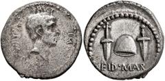 Roman Republican & Imperatorial Brutus, † 42 BC. Denarius (Silver, 19 mm, 3.68 g, 12 h), with L. Plaetorius Cestianus, magistrate. Military mint traveling with Brutus and Cassius in western Asia Minor