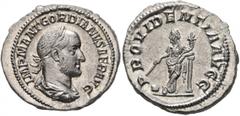 Roman Imperial Gordian II, 238. Denarius (Silver, 20 mm, 3.80 g, 11 h), Rome, March-April 238. IMP M ANT GORDIANVS AFR AVG Laureate, draped and cuirassed bust of Gordian II to right, seen from behind.