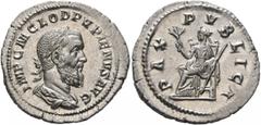Roman Imperial Pupienus, 238. Denarius (Silver, 20 mm, 2.83 g, 5 h), Rome, circa April-June 238. IMP C M CLOD PVPIENVS AVG Laureate, draped and cuirassed bust of Pupienus to right, seen from behind. R