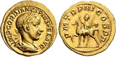 Roman Imperial Gordian III, 238-244. Aureus (Gold, 20 mm, 5.00 g, 7 h), Rome, 240. IMP GORDIANVS PIVS FEL AVG Laureate, draped and cuirassed bust of Gordian III to right, seen from behind. Rev. P M TR