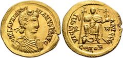 Roman Imperial UNCERTAIN GERMANIC TRIBES, Pseudo-Imperial coinage. Circa mid to late 5th century. Solidus (Gold, 22 mm, 4.44 g, 6 h), imitating Valentinian III, 425-455. Uncertain mint, perhaps in sou