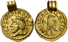 The Aurum Barbarorum Collection III UNCERTAIN GERMANIC TRIBES, Pseudo-Imperial coinage. Late 3rd-early 4th centuries. 'Quinarius' (Gold, 15 mm, 2.81 g, 12 h), 'Gordian Group'. Imitating Gordian III, 2
