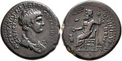 Roman Provincial PHRYGIA. Acmoneia. Nero, 54-68. Hemiassarion (Bronze, 19 mm, 4.23 g, 12 h), Lucius Servenius Capito, archon, circa 55. ΑΥΤΟΚΡΑΤΩΡ ΝΕΡΩΝ ΚΛΑΥΔΙΟΣ ΚΑΙΣΑΡ / ΣΕΒΑΣΤΟΣ ΓΕΡΜΑΝΙΚΟΣ Bare-head