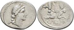 Roman Republican & Imperatorial Julius Caesar, 49-44 BC. Denarius (Silver, 21 mm, 3.83 g, 6 h), military mint moving with Caesar in Spain, 46-45 BC. Diademed head of Venus to right; behind, cupid. Rev