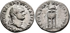 Roman Imperial Titus, 79-81. Denarius (Silver, 17 mm, 2.88 g, 6 h), Rome, January-June 80. IMP TITVS CAES VESPASIAN AVG P M Laureate head of Titus to right. Rev. TR P IX IMP XV COS VIII P P Dolphin se