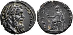 Roman Imperial Pertinax, 193. 'Denarius' (Bronze, 17 mm, 3.20 g, 6 h), a contemporary cast 'limes denarius', irregular mint. IMP CAES P HELV PERTIN AVG Laureate head of Pertinax to right. Rev. OPI DIV
