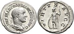 Roman Imperial Gordian II, 238. Denarius (Silver, 20 mm, 2.78 g, 12 h), Rome, March-April 238. IMP M ANT GORDIANVS AFR AVG Laureate, draped and cuirassed bust of Gordian II to right, seen from behind.