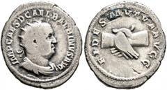 Roman Imperial Balbinus, 238. Antoninianus (Silver, 23 mm, 4.59 g, 6 h), Rome, circa April-June 238. IMP CAES D CAEL BALBINVS AVG Radiate, draped and cuirassed bust of Balbinus to right. Rev. FIDES MV