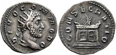 Roman Imperial Trajan Decius, 249-251. Antoninianus (Billon, 22 mm, 3.78 g, 1 h), commemorative issue for Divus Commodus (died 192), Rome, 251. DIVO COMMODO Radiate head of Divus Commodus to right. Re