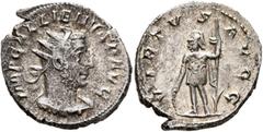 Roman Imperial Gallienus, 253-268. Antoninianus (Silver, 22 mm, 3.57 g, 6 h), Viminacium, 254-255. IMP GALLIENVS P AVG Radiate and cuirassed bust of Gallienus to right. Rev. VIRTVS AVGG Virtus standin