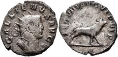Roman Imperial Gallienus, 253-268. Antoninianus (Billon, 21 mm, 2.42 g, 6 h), Mediolanum, 260-261. GALLIENVS AVG Radiate and cuirassed bust of Gallienus to right. Rev. LEG VIII AVG VI P VI F Bull walk
