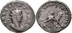 Roman Imperial Gallienus, 253-268. Antoninianus (Billon, 22 mm, 3.79 g, 11 h), Mediolanum, 260-261. GALLIENVS AVG Radiate and cuirassed bust of Gallienus to right. Rev. COHH PRAET VI P VI F Radiate li