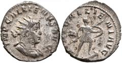 Roman Imperial Gallienus, 253-268. Antoninianus (Billon, 21 mm, 2.89 g, 12 h), Mediolanum, 260-261. IMP GALLIENVS AVG Radiate and cuirassed bust of Gallienus to right. Rev. VIRT GALLIENI AVG Gallienus