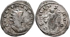 Roman Imperial Gallienus, 253-268. Antoninianus (Billon, 24 mm, 2.05 g, 12 h), Rome, 260-261. GALLIENVS AVG Radiate and cuirassed bust of Gallienus to right. Rev. GENIVS AVG / V-I Genius standing fron