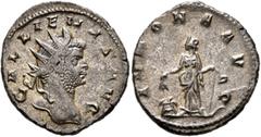 Roman Imperial Gallienus, 253-268. Antoninianus (Billon, 21 mm, 3.55 g, 6 h), Rome, 262. GALLIENVS AVG Radiate head of Gallienus to right. Rev. ANNONA AVG Annona standing front, head to left, holding 