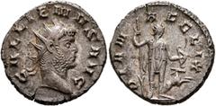 Roman Imperial Gallienus, 253-268. Antoninianus (Billon, 20 mm, 3.80 g, 6 h), Mediolanum, 262-263. GALLIENVS AVG Radiate head of Gallienus to right. Rev. DIANA FELIX Diana standing front, head to righ
