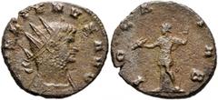 Roman Imperial Gallienus, 253-268. Antoninianus (Billon, 20 mm, 3.86 g, 5 h), Siscia, 263. GALLIENVS AVG Radiate and cuirassed bust of Gallienus to right. Rev. IO CANTAB Jupiter standing front in mili