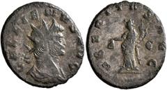 Roman Imperial Gallienus, 253-268. Antoninianus (Silvered bronze, 21 mm, 3.00 g, 7 h), Rome, 265-266. GALLIENVS AVG Radiate, draped and cuirassed bust of Gallienus to right, seen from behind. Rev. VBE