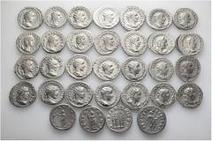 Group Lots A lot containing 32 silver coins. Including: Antoniniani of Gordian III (12), Philip I (7), Otacilia Severa (1), Philip II (2), Trajan Decius (7) and Herennia Etruscilla (3). Very fine to e