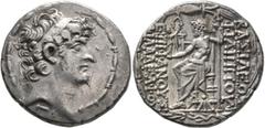 Greek SELEUKID KINGS OF SYRIA. Philip I Philadelphos, circa 95/4-76/5 BC. Tetradrachm (Silver, 29 mm, 16.15 g, 12 h), Antiochia on the Orontes, after 88/7. Diademed head of Philip I to right. Rev. BAΣ